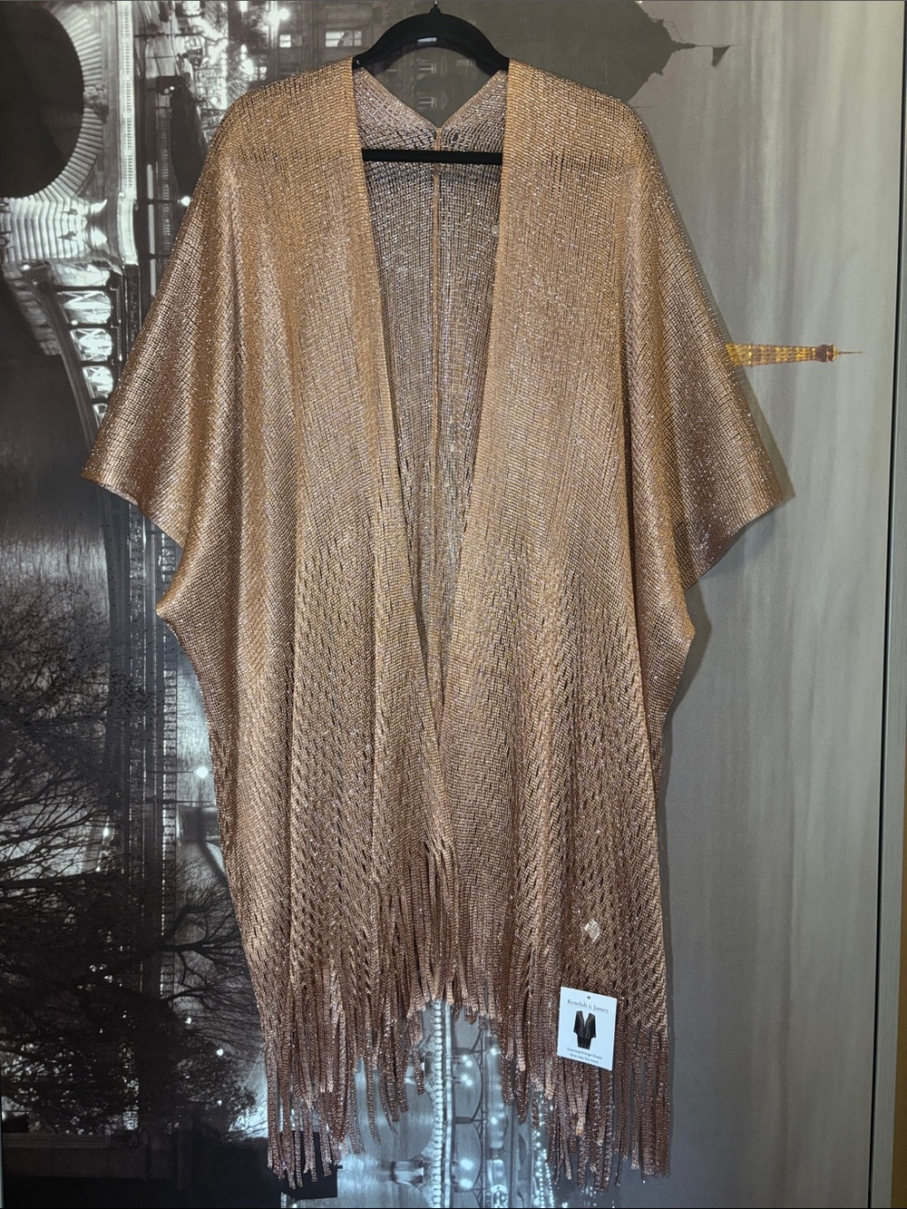 Metallic Bronze Fringe Kimono
